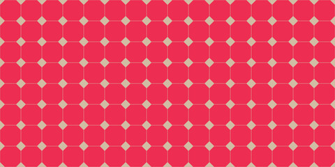Seamless geometric octagon tile pattern in vivid red and beige delivering striking modern background for fabric wallpaper packaging branding wrapping paper and creative surface design projects © SpainArts