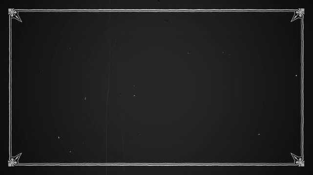 Old Vintage silent movie caption card  with old film effect scratches decorative frame. 4k animation video