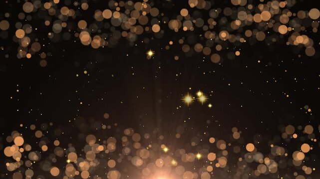 Golden bokeh particles motion video
