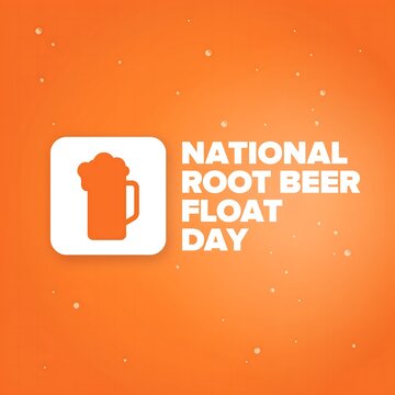National root beer float day creative graphic with glass beverage icon on orange background beverage national