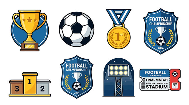 Football players compete for trophies and medals in stadium