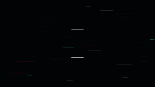 Fast Horizontal Digital Glitch Tracking Lines and Bad Signal Static Noise Interference on Dark Screen