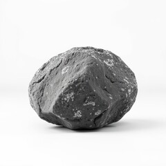 Fototapeta premium Gray rock isolated. Rough texture visible, simple composition, studio lighting. Minimalist aesthetic, monochrome palette, solid object.