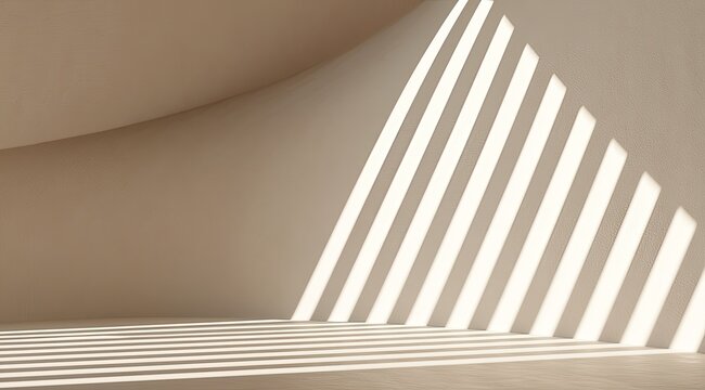 Minimalist Interior with Geometric Light and Shadow Patterns.