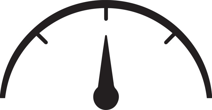 Simple gauge icon displaying a moderate level. Silhouette vector illustration