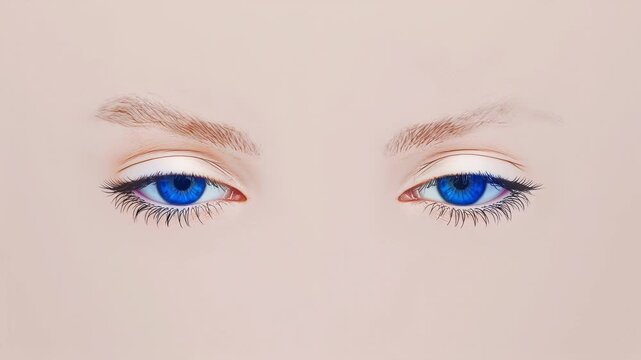 Close-up of human eyes transitioning from green and blue irises to deep blue, showcasing unique color variations and intricate eyelash details against a neutral background