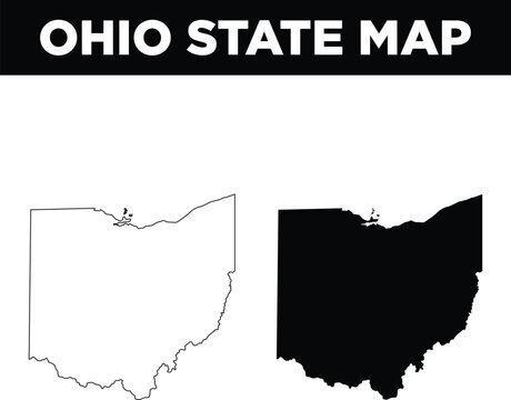 Black and white outline map of ohio state