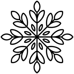 Fototapeta premium Minimalist Geometric Snowflake Design With Eight Symmetrical Arms And Clean Modern Line Art Isolated on a Transparent or White Background