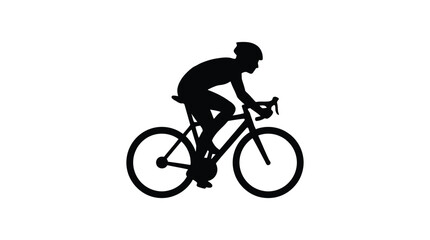 Naklejka premium Cyclist riding a road bike a black silhouette against a white background silhouette