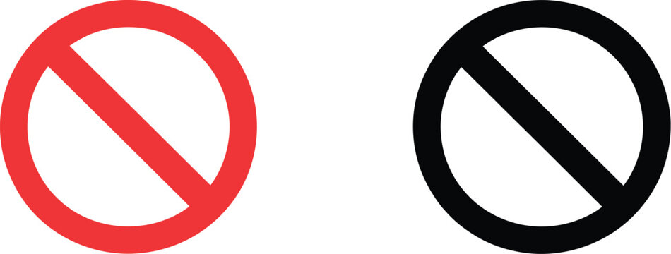Universal No Entry icons representing access restriction warning prohibition safety regulations and public notice symbols vector