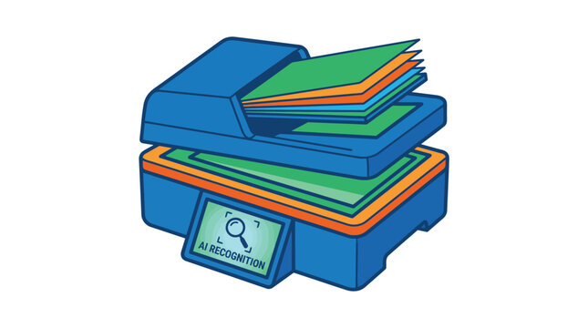 Ai powered document scanner icon featuring advanced optical character recognition technology for automated digital data