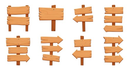Fototapeta premium Set of wooden sign boards isolated on a white background