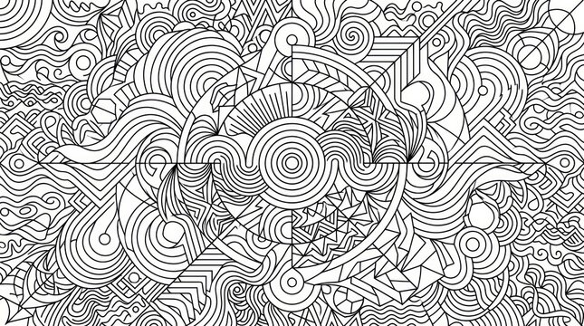 Intricate black and white abstract art design.