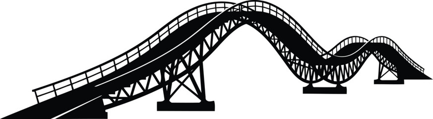 Black Roller Coaster Track Silhouette Isolated on White Background © Robinson Crusoe