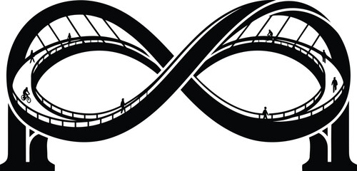 Abstract Black and White Infinity Loop Roller Coaster Silhouette Isolated on White © Robinson Crusoe
