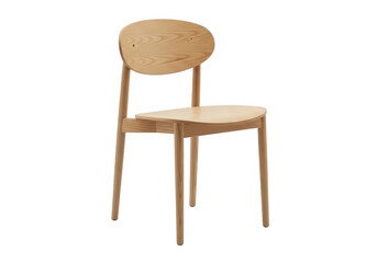 Fototapeta premium Modern wooden dining chair with a minimalist design and light brown wood grain finish for home and office interior decor isolated on transparent background