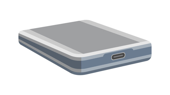 Portable ssd external hard drive icon with usb c connector for digital data storage and modern technology backup solution