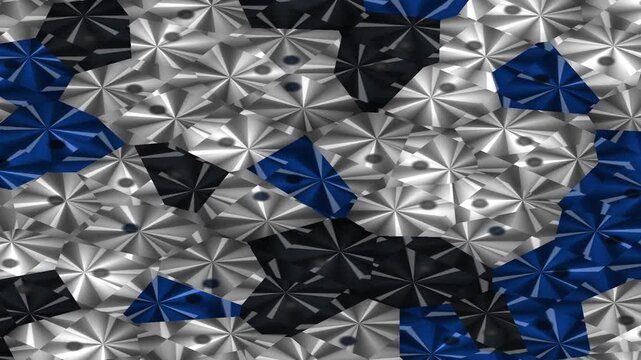 Silver Black Blue Metallic Surface With Pyramidal Texture