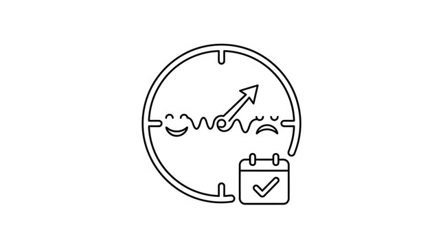 Minimalist line art icon representing mood tracking and time management with calendar.
