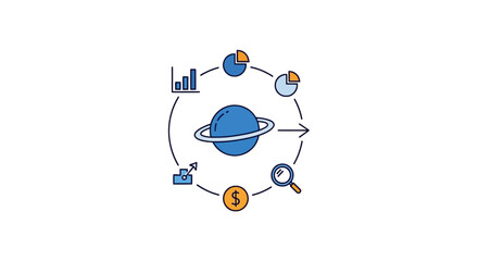 Planet Saturn business icon system diagram © Wic