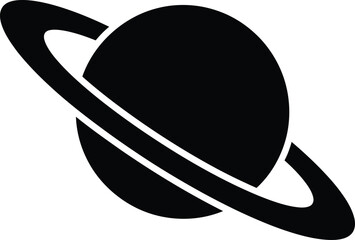 Silhouette vector planet Saturn with rings in a minimalist design © Tamjida Alam