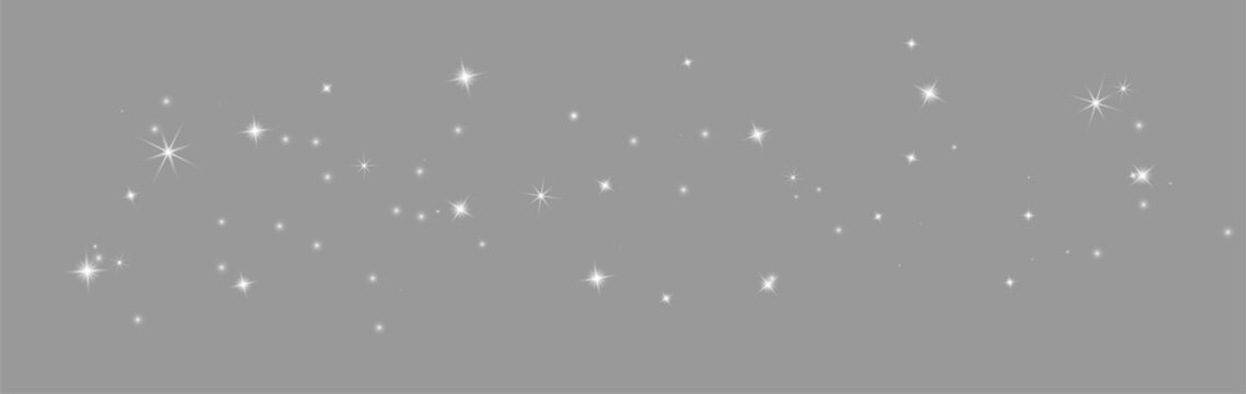 Sparkling White Glitter Stars Overlay &ndash; Glowing Twinkle Light Particles PNG