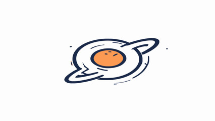Simple stylized orange planet with ring icon © Wic