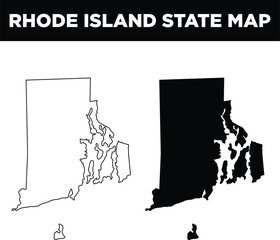Rhode island state map outline and silhouette icons © SMABDULLAH