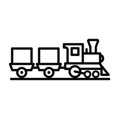 Fototapeta premium Train locomotive with two cargo cars on tracks