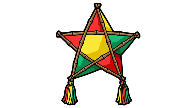 Traditional Filipino Parol Christmas Star Lantern Vector Illustration