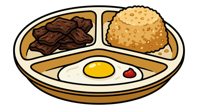 Traditional Filipino Tapsilog Breakfast Plate Vector Illustration