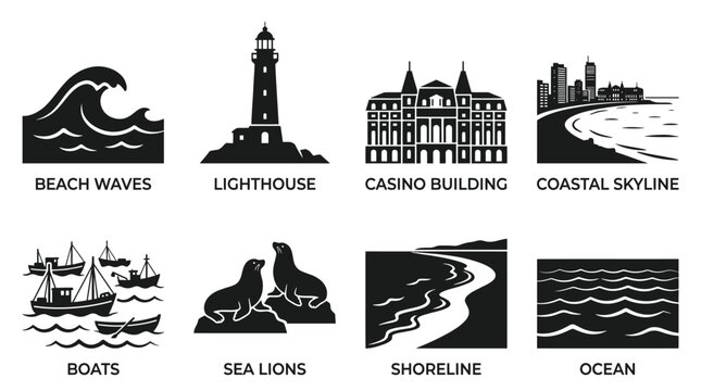 Mar del Plata Coastal Heritage Icon Set