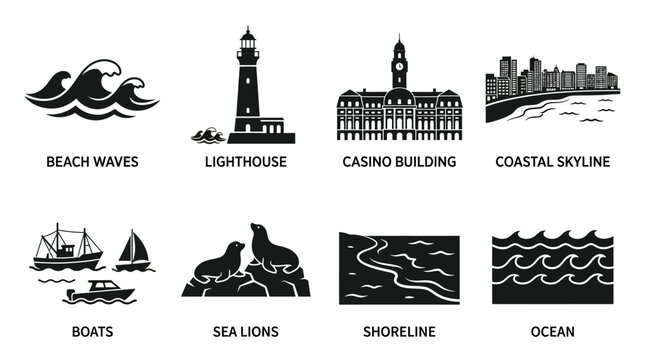Mar del Plata Coastal Heritage Icon Set