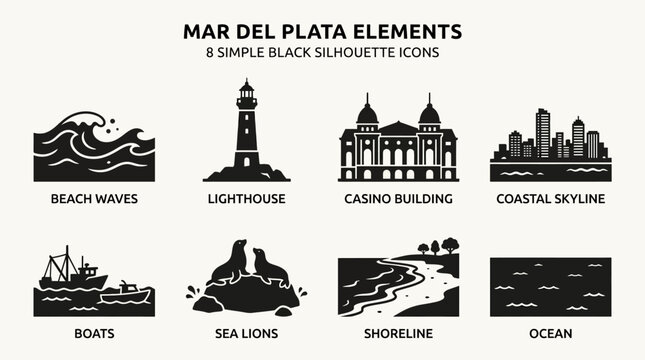 Mar del Plata Coastal Heritage Icon Set