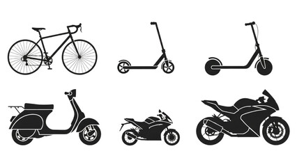 Vehicles on display including bicycle and motorized scooters outdoors © Stock Image Paradise