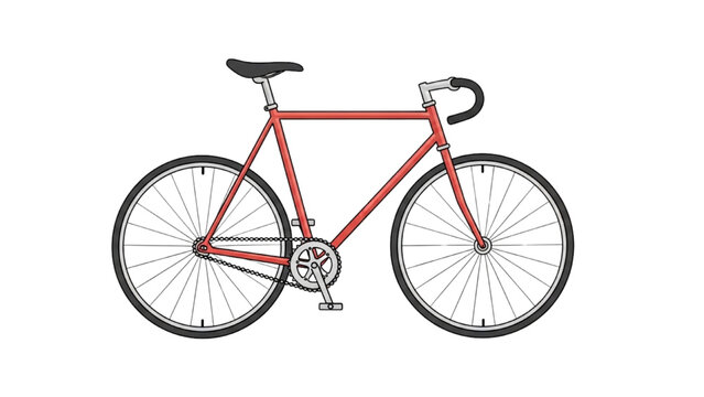 A sleek red bicycle with black handlebars and seat is shown.