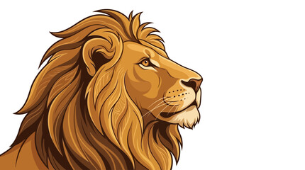 A majestic lion's head illustration showcases its regal mane and intense gaze in a savannah landscape © John