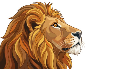 Vector illustration of a lion's head in profile view outdoors © John