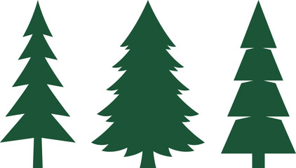 Obraz premium Minimalist Evergreen Fir Tree Silhouette Set for Forest Nature and Outdoor Camping Design Vector