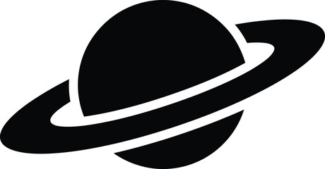 Silhouette vector of planet Saturn with rings for minimalist design © AbuSadat