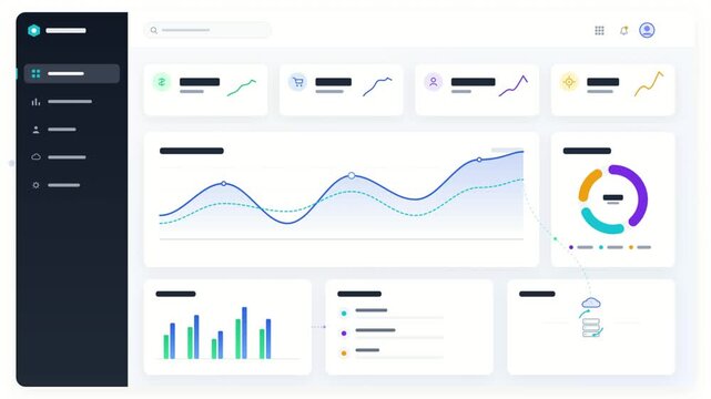 Modern SaaS Dashboard Analytics Interface with Real-Time Data Visualization and Cloud Management SVG Animation