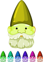 Naklejka premium fantasy garden gnome cartoon. fantasy garden gnome sign colorful illustration