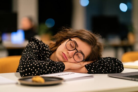 3D Tired student with Low power symbol. Depression, Man tired of hard working, sleepy at work, guy at office sits by the table. 3D cartoon realistic style vector design illustrations render