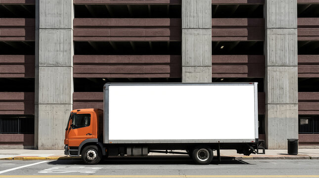 Blank Cargo Truck Mockup for Brand Advertisement and Billboard Template on Lorry