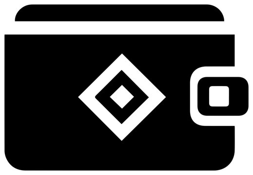 Minimalist cryptocurrency wallet icon featuring a digital asset symbol representing secure blockchain finance and online banking solutions in flat design