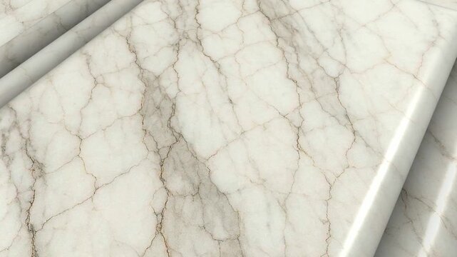 Refined Volakas Marble Tiles with Continuous Circular Rotation Revealing Elegant White Stone Veining for Premium Decorative Surface Backgrounds
