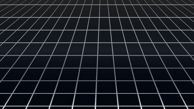 White grid pattern receding into dark space