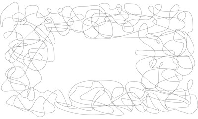 Obraz premium Brain fog scribble line frame. Hand-drawn pencil doodle emphasis. Chaos art border. Vector