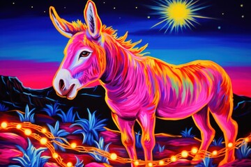 Naklejka premium Donkey painting mammal animal.