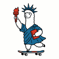 Llama wearing Statue of Liberty costume. © hisam